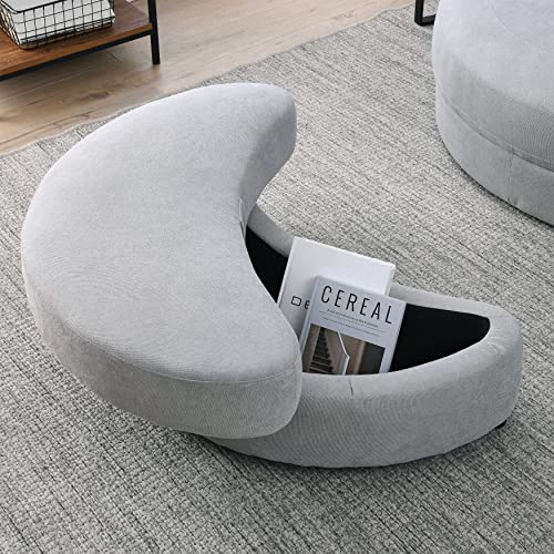51.5-Inch Oversized Swivel Accent Barrel Chair with Storage Ottoman ,Button Decor and 4 Pillows