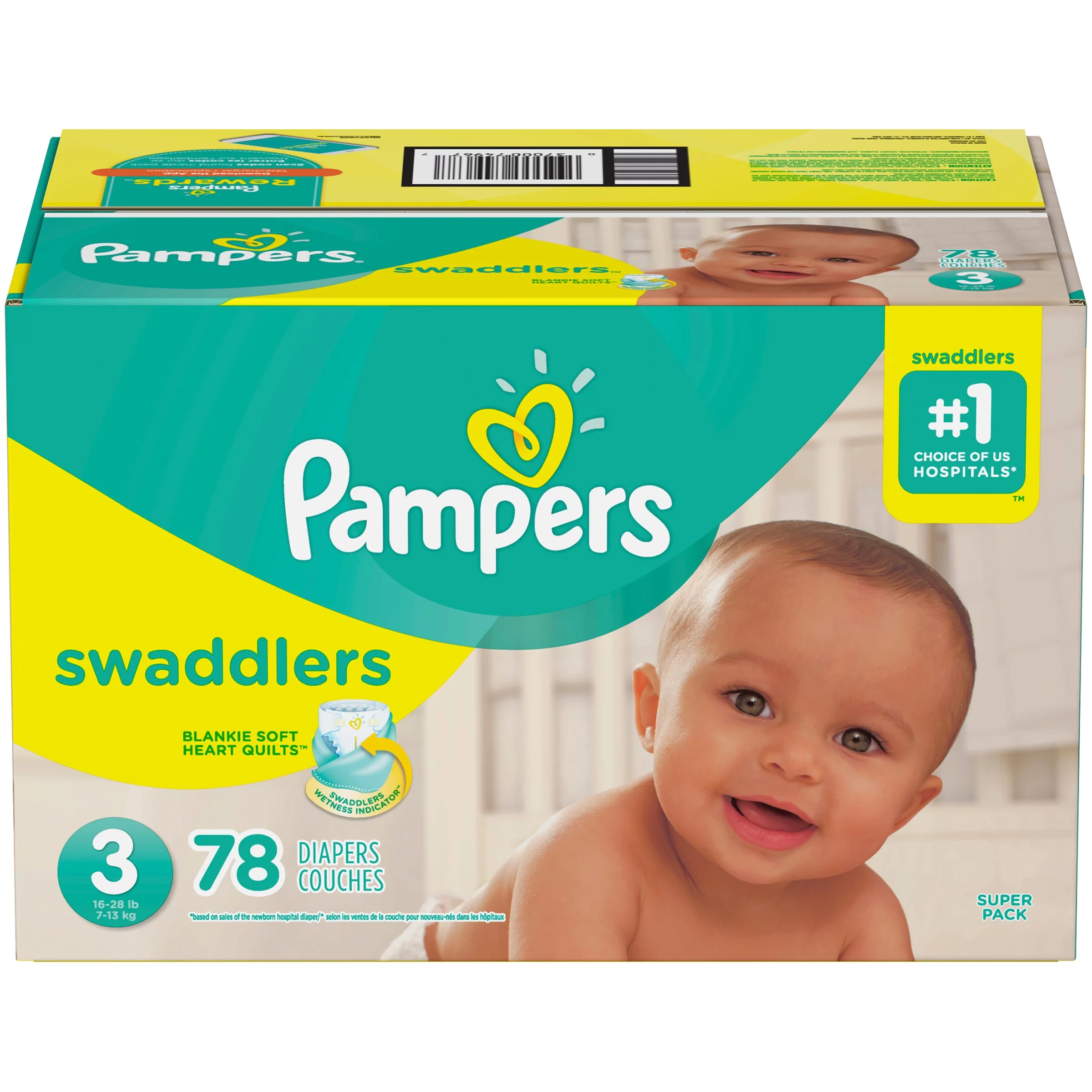 Pampers Swaddlers Diapers, Super Pack, Size 3, 78 Count - Curated Treasures Market