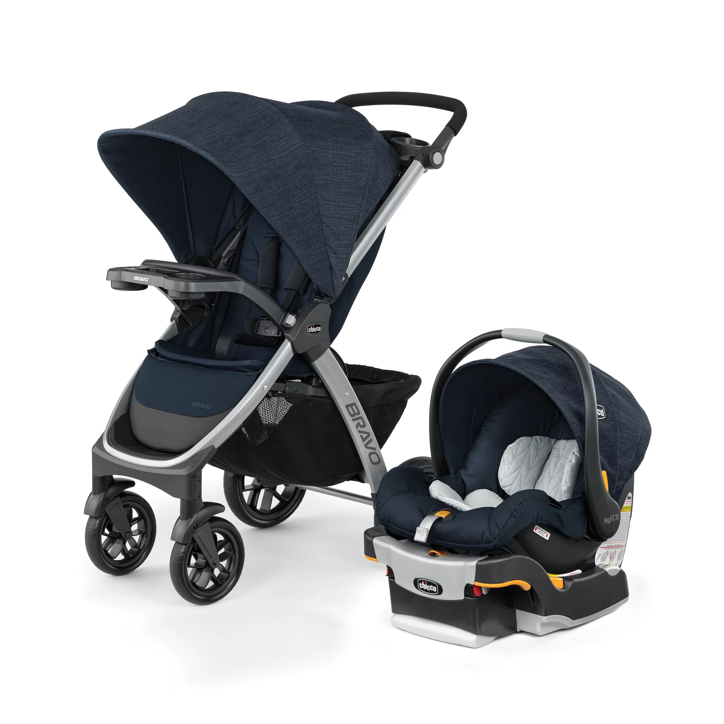 Chicco Bravo Trio Travel System Stroller with KeyFit 30 Infant Car Seat - Brooklyn (Navy) - Radiant Selections