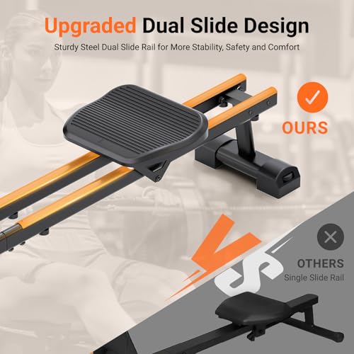 Dripex Rowing Machines for Home Use, Rowing Machine Max 350 LBS, Magnetic Rower with 16 Levels of Workout Resistance, Dual Slide Rail