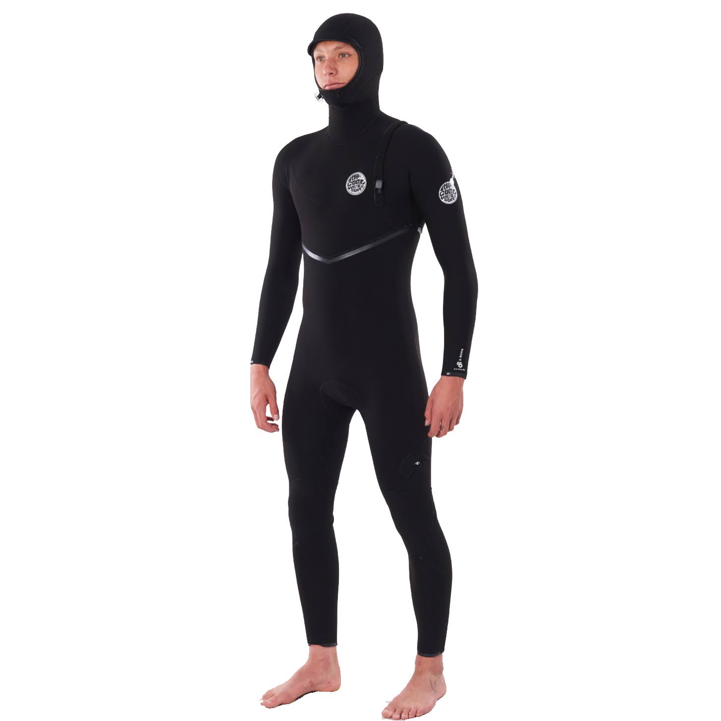 Rip Curl E-Bomb 4/3 Zip Free Hooded Wetsuit - Black - Megean