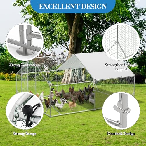 Large Metal Chicken Coop, Walk-in Poultry Cage