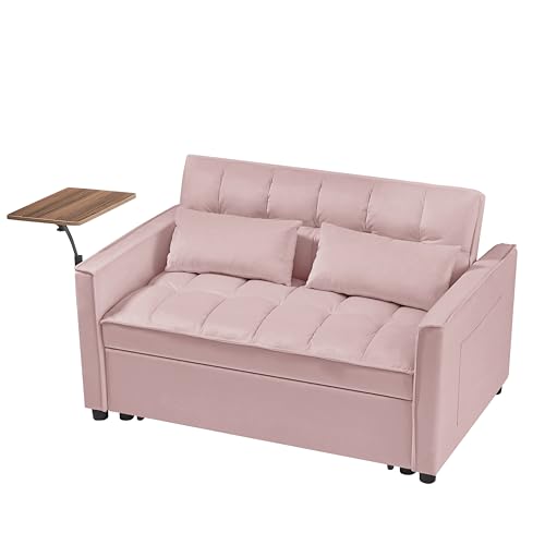 68.11" Corduroy Sleeper Chair Bed with USB Port, Cup Holders & Side Storage Pockets – 3-in-1 Foldable Sofa Bed for Guest Room, Living Room – White