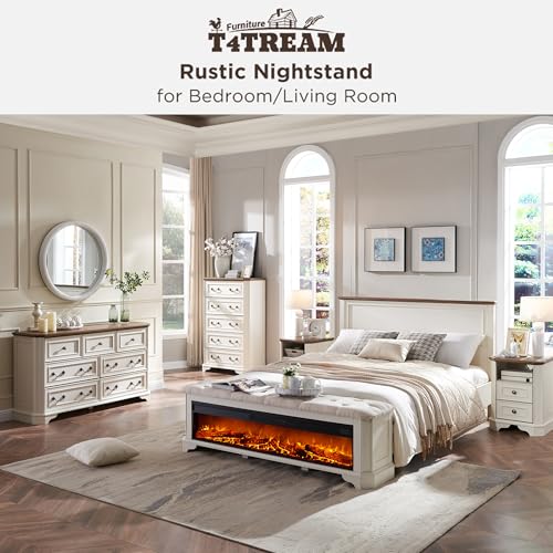 T4TREAM Farmhouse 5 Drawers Dresser for Bedroom, 48" Tall Wood Rustic Chest of Drawers with Natural Texture, Vintage Design