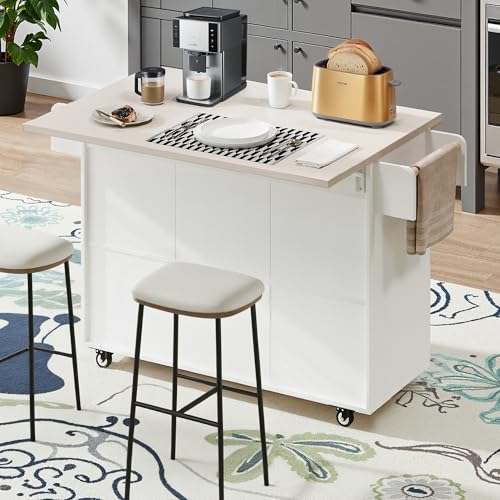 Kitchen Island Cart with Trash Can Storage