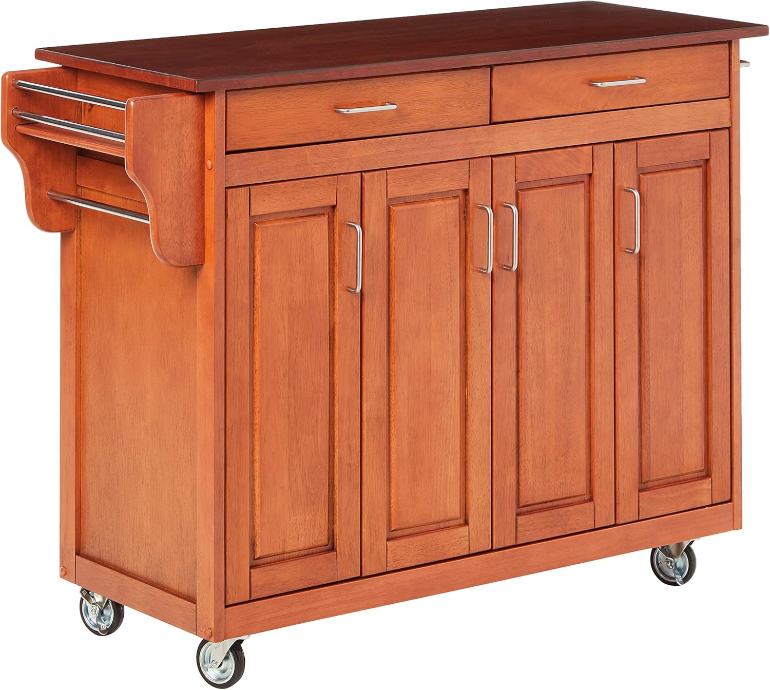Create-a-Cart Natural 4 Door Cabinet Kitchen Cart with Gray Granite Top by Home Styles