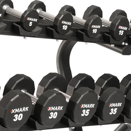 XMARK Dumbbell Weights Sets, 5-50lb and 5-75lb Dumbbell Sets, No Odor, Urethane Dumbbells, Commercial Gym and Home Gym Equipment