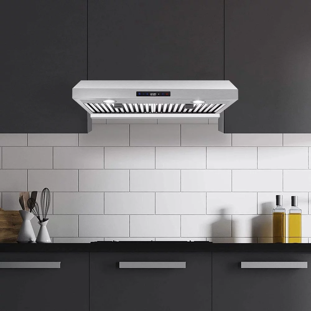 Under Cabinet Range Hood 30 inch with Dual Motors Stainless Steel Kitchen Hood 600 CFM Stove Filters
