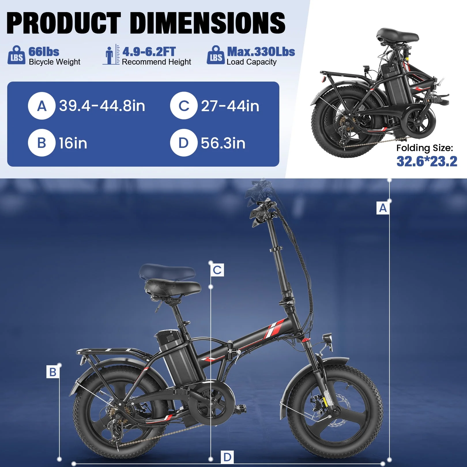 Gocio 3.0 Fat Tire Electric Bike Folding Electric Bicycle for Adults with LCD Display