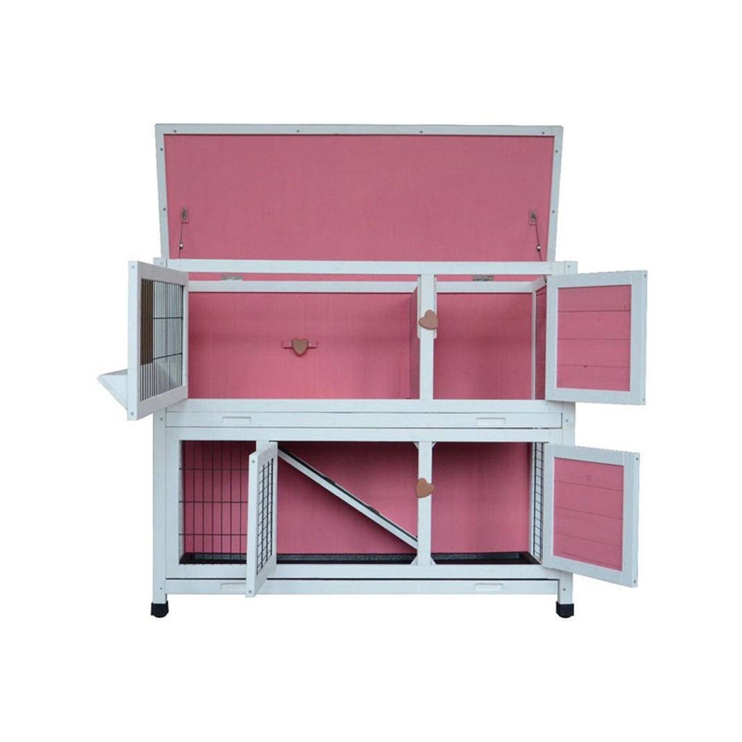 Lovupet 40x22 Wooden Rabbit Hutch Small Animal House Pet Cage Chicken Coop Pink 0323L