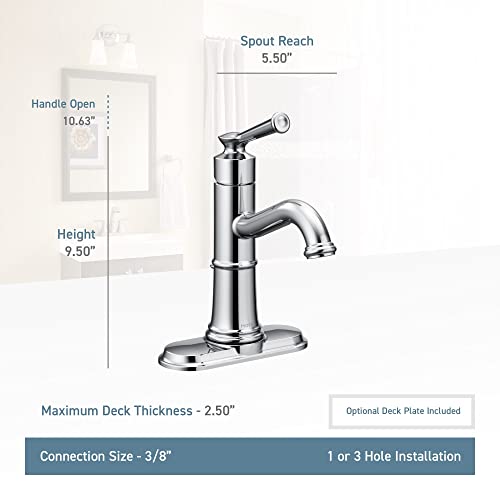 Moen Belfield Oil Rubbed Bronze One-Handle Bathroom Sink Faucet with Drain Assembly and Optional Deckplate, 6402ORB