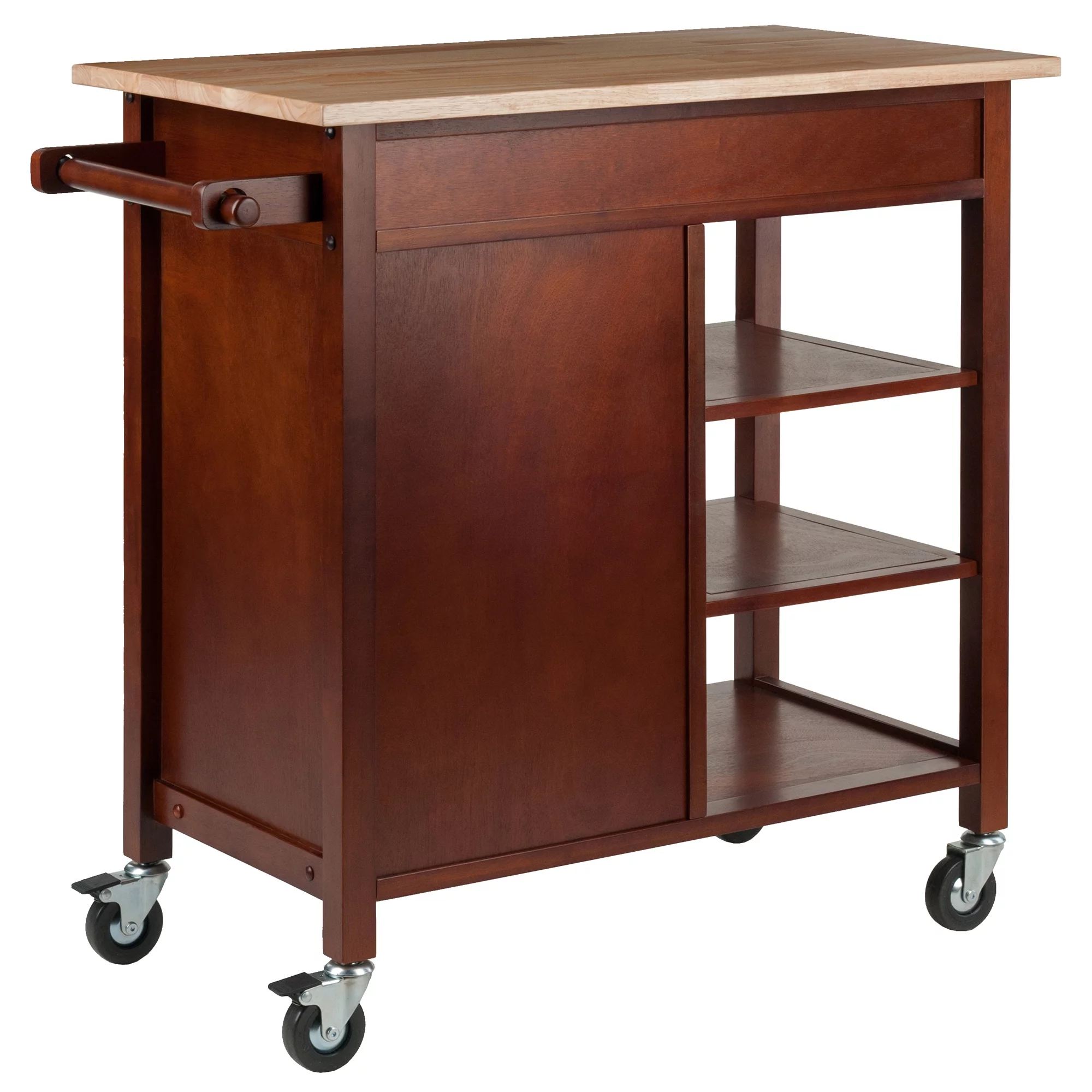 Winsome Wood Marissa Kitchen Utility Cart, Two-Tone, Natural & Walnut Finish