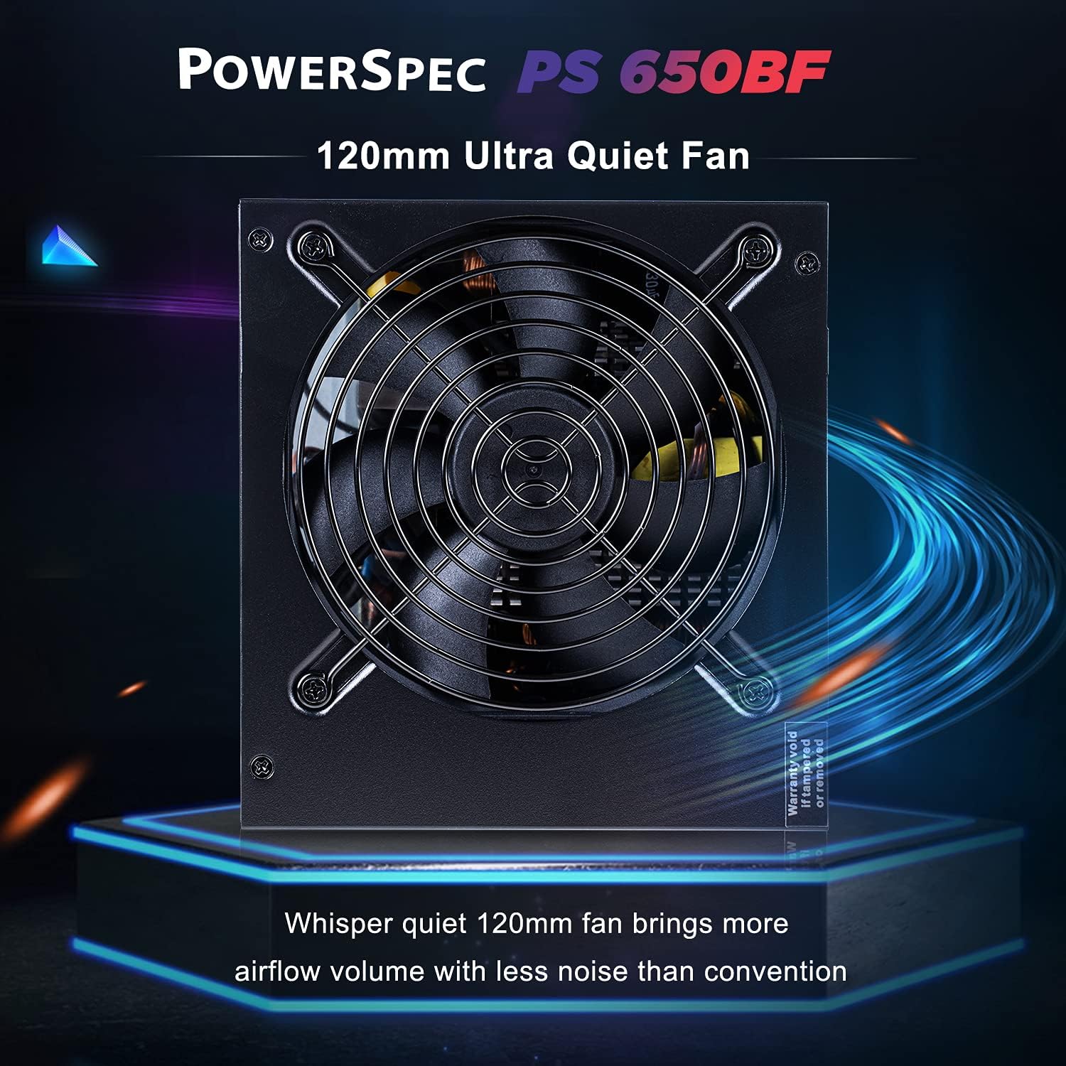 PowerSpec 650W Power Supply 80 Plus Bronze Certified Fixed Cable Non-Modular ATX PSU Active PFC SLI Crossfire Ready Gaming PC Computer Switching