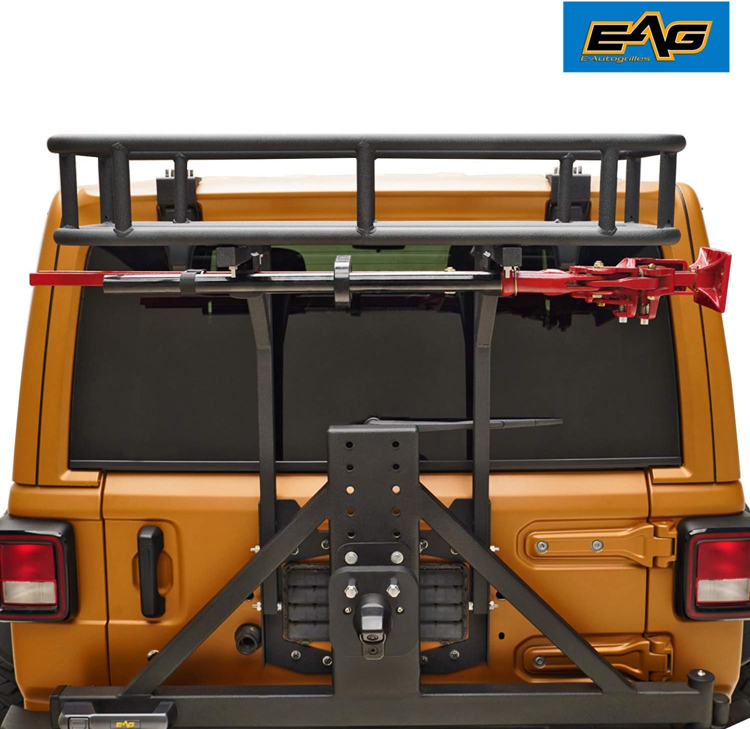 EAG Rear Cargo Carrier Basket on OE Tailgate with Jack Mount Compatible with 2018-2021 Wrangler JL