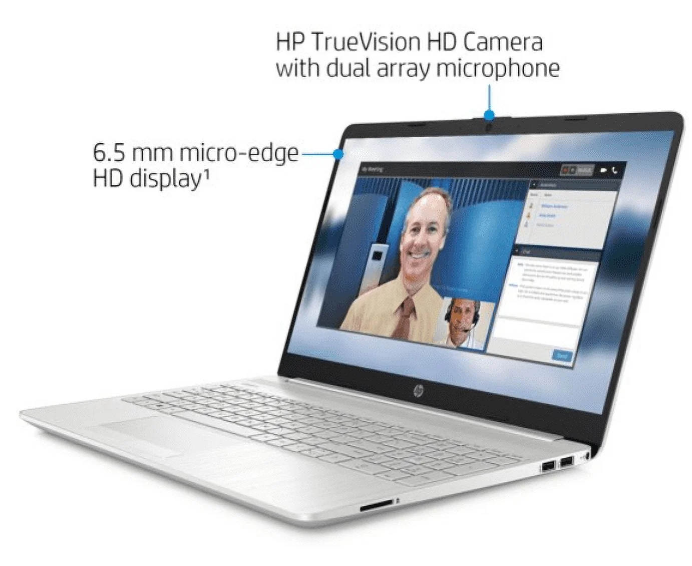 HP Laptop 15"6 Inch 1366x768 (HD) 220 Nits | AMD Ryzen 3 3250U 2.6 GHz | 4GB DDR4 SDRAM, 1TB HDD + 128GB SSD | Windows 10 Home | Natural Silver