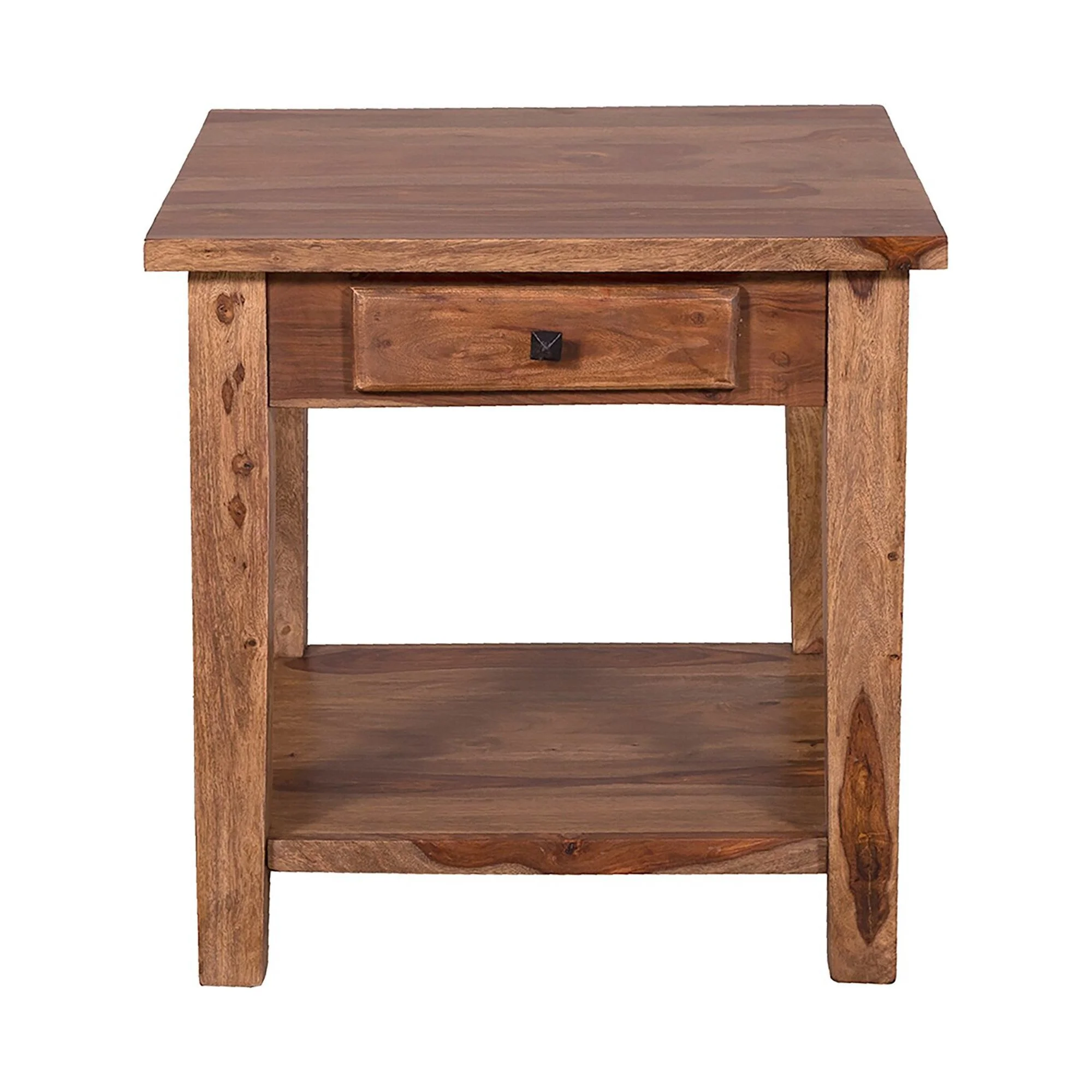 Porter Designs Taos Solid Sheesham Wood End Table - Brown