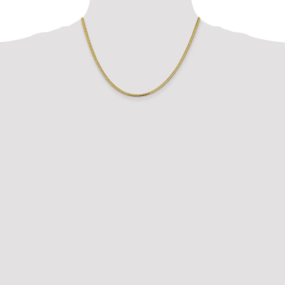 Real 14kt Yellow Gold 2.3mm Franco Chain; 18 inch; Lobster Clasp; for Adults and Teens; for Women and Men