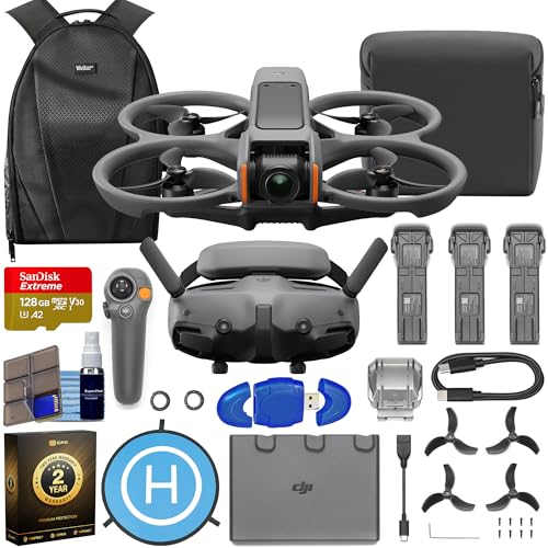 DJI Avata 2 FPV Drone with 3-Battery Fly More Combo CP.FP.00000151.02 4K Video + 128GB Memory, Landing Pad, CPS 2 Year Warranty + More