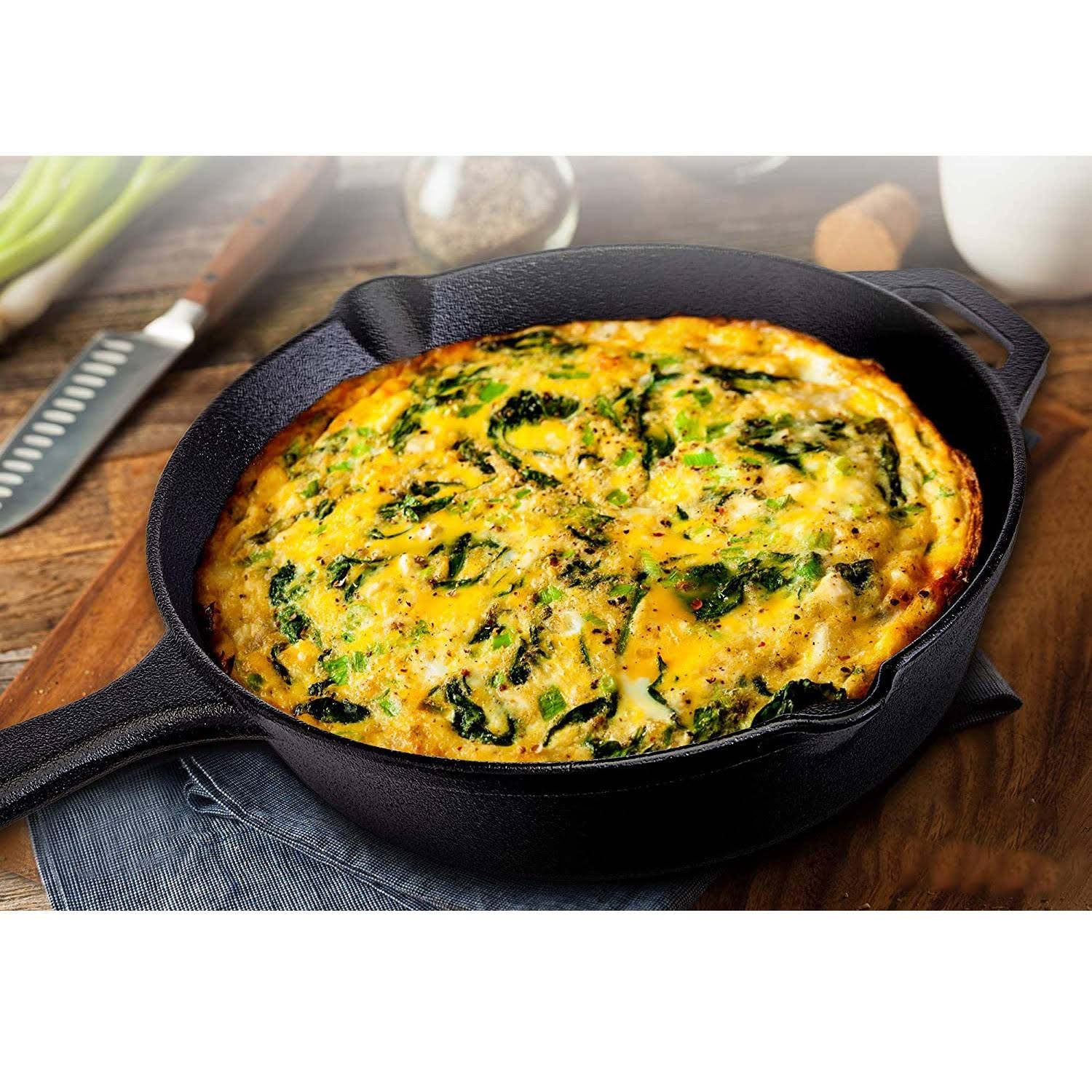 Pre-Seasoned Cast Iron Skillet 3-Piece Chef Set 8-Inch 10-Inch 12-Inch Oven Safe
