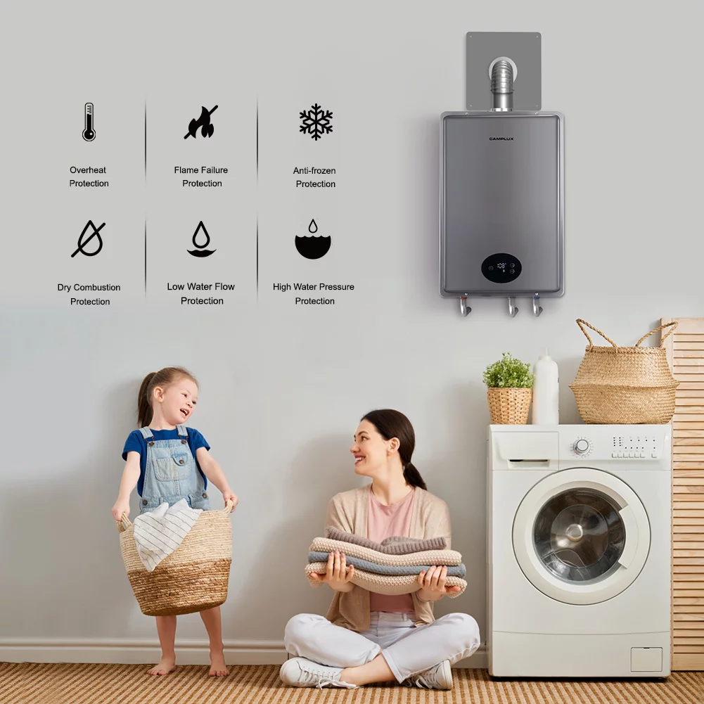 Camplux Propane Water Heaters Gas Tankless Water Heater Indoor, 6.86 GPM, Gray