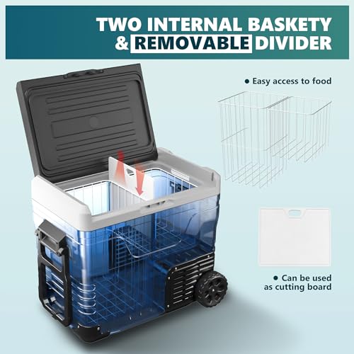 EUHOMY 12 Volt Refrigerator, 37QT(35L) Electric Cooler, Portable Freezer 12V/24V DC 110-240V AC, 12V Fridge -4�H~68�H