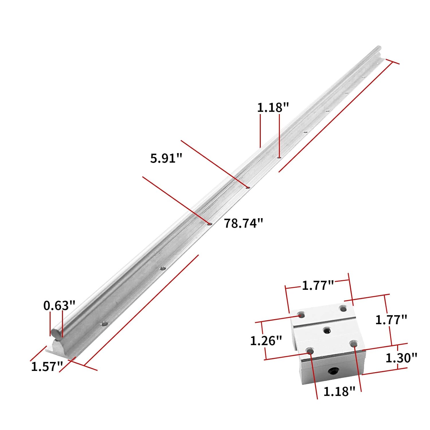 Linear Rails and Bearings Linear Rail 2X SBR16-2000mm Linear Slide Rail and 4X SBR16UU Carriage Bearing Block Linear Bearings and Rails for DIY CNC
