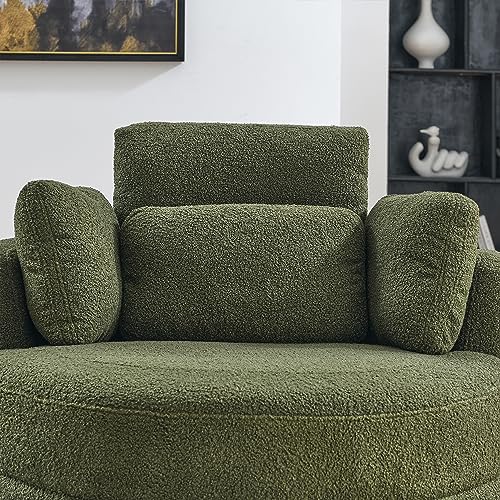 51.5-Inch Oversized Swivel Accent Barrel Chair with Storage Ottoman ,Button Decor and 4 Pillows