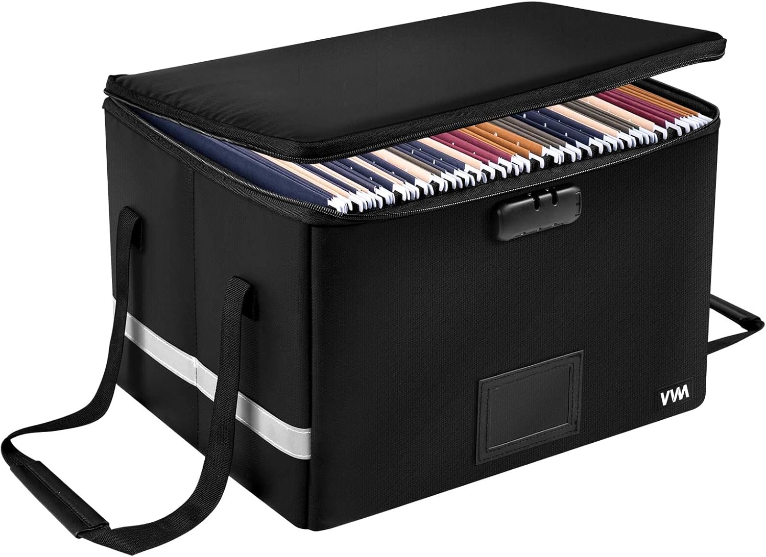 Fireproof File Box,File Storage Organizer,Filing Cabinet Box with Lock, Collapsible Document Storage Filing Box with Handle