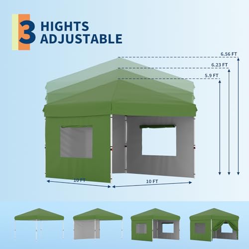 10x20 Pop Up Canopy - Easy Up Camping Tent with One Roller Bag, 3 Adjustable Height, 4 Weight Bags for Deck, Garden, Sports, Beach, Party - White