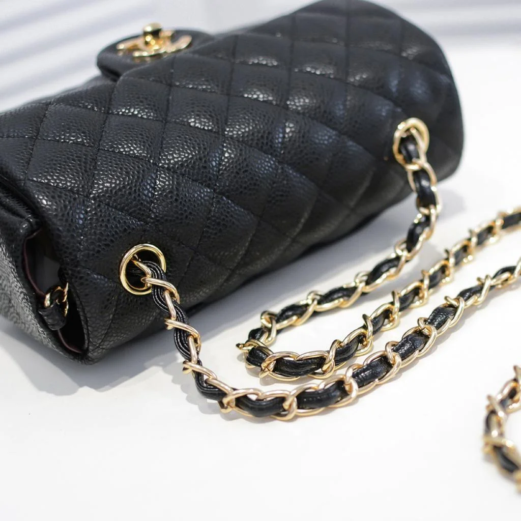 Chanel Mini Flap Bag Black For Women 7.8in/20cm A69900