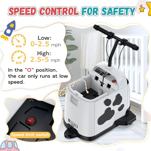 ANPABO 24V Kids Riding Toys for 3-12, 180W Quiet Brushless Motor, Max 5Mph, Ride On Toys w/Stepless Throttle, Safety Speed Limit