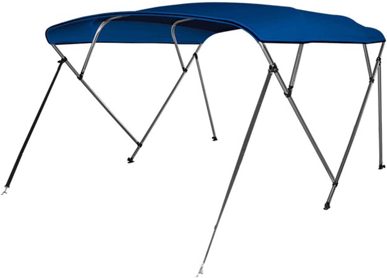 Waterproof Boat Bimini Top Cover - 85-90" W 3 Bow Bimini Top Canvas Sun Shade 1" Double Wall Alu Frame Tube, 2 Straps 2 Rear Support Poles