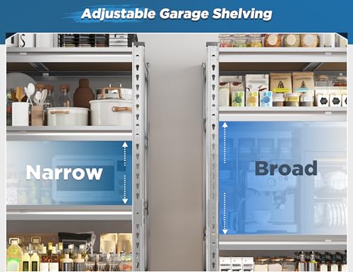 REIBII 48" W Garage Shelving Heavy Duty 3020LBS Storage Shelves 5 Tier Heavy Duty Shelving Adjustable Garage Shelves for Basement, Warehouse