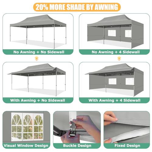 COBIZI 10x10 Pop Up Canopy Tent with Awning