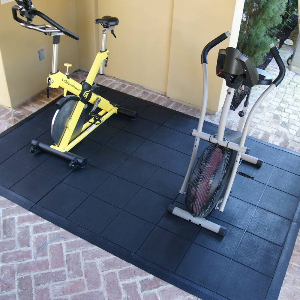 Rubber-Cal Revolution Interlocking Rubber Floor - 5/8 x 36 x 36-Inch Rubber Tiles - Black - 2 Pack