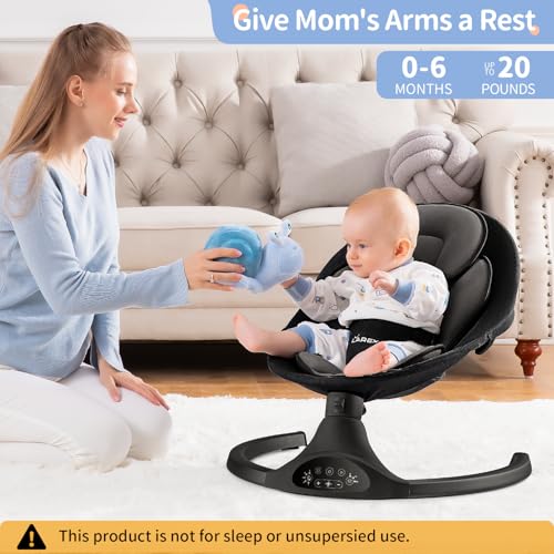 LAREX Baby Swing Infant Swing Electric Toddler Baby Rocker Portable for Newborn Boy Girl, 5 Sway Speeds with Remote Control