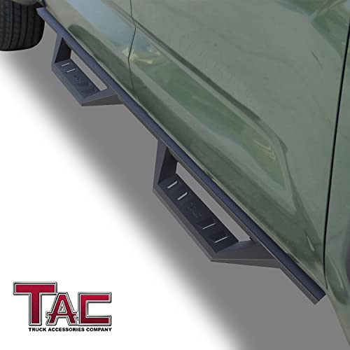 TAC Sidewinder Running Boards Compatible with 2022-2024 Toyota Tundra CrewMax Truck Pickup 4” Drop Fine Texture Black Side Steps Nerf Bars Rock