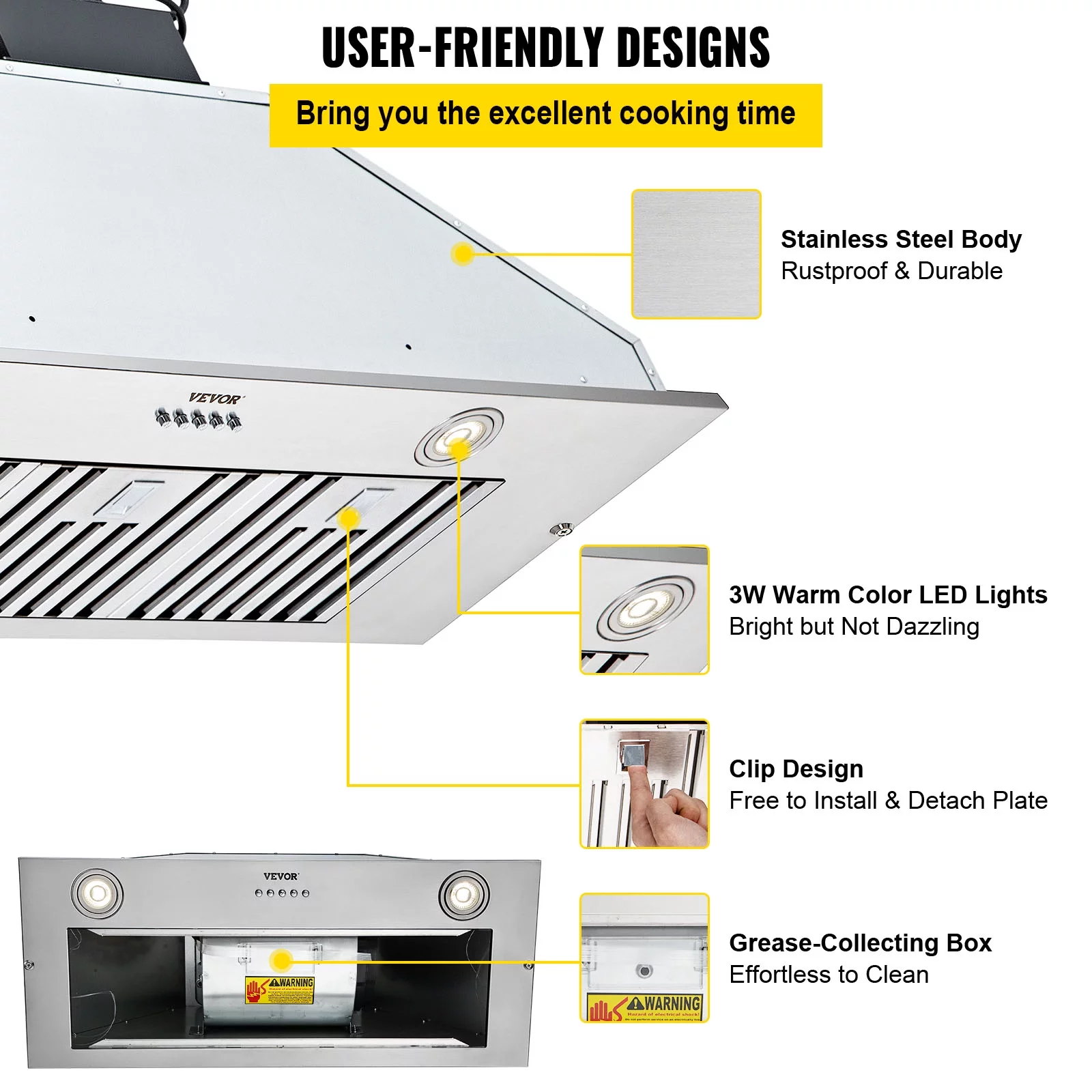 VEVOR Insert Range Hood, 800CFM 3-Speed