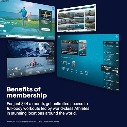 Hydrow Wave Rowing Machine with 16" HD Touchscreen & Speakers - Foldable | Live Home Workouts, Subscription Required