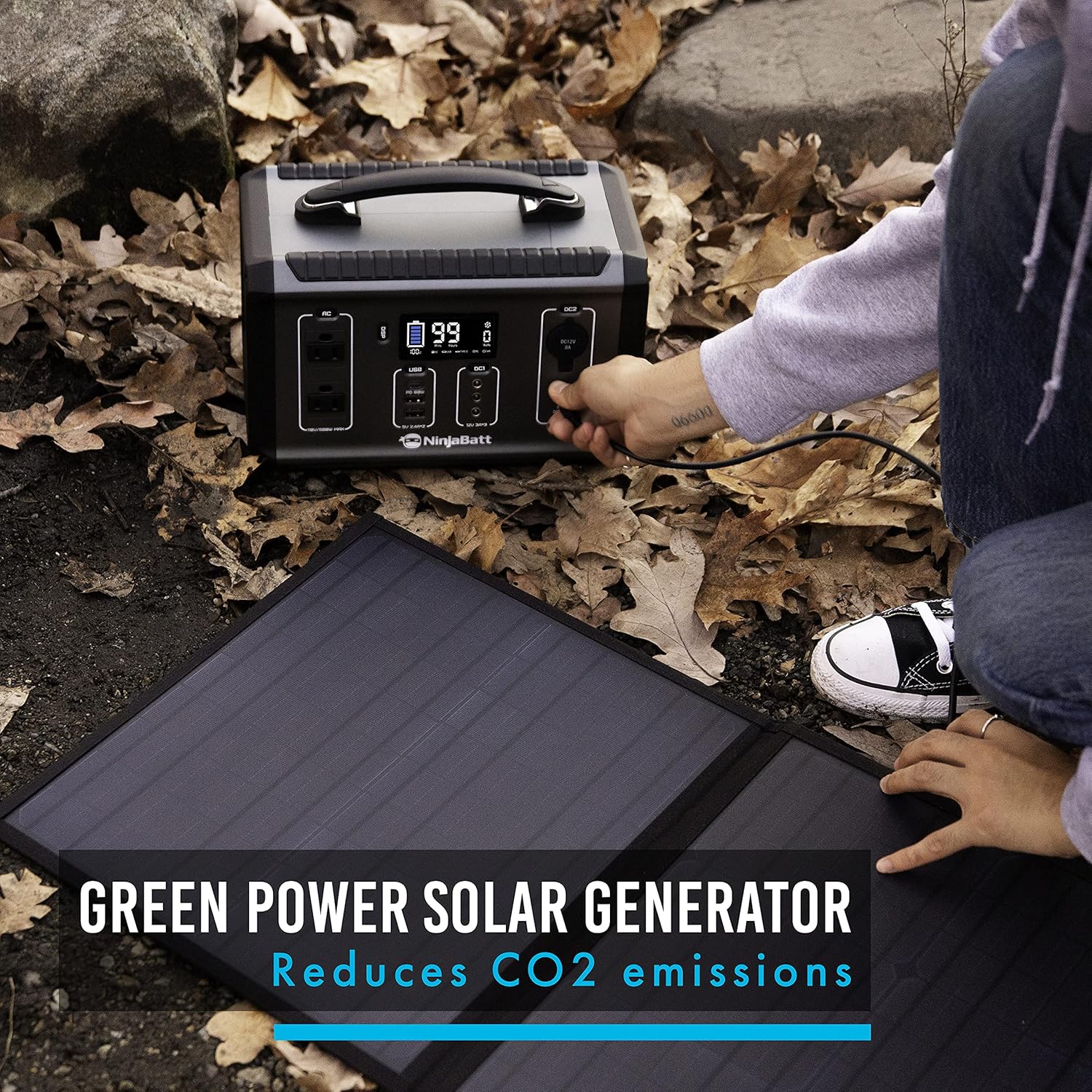 NinjaBatt Portable Power Station, 280Wh Backup Lithium Battery with 110V/300W Pure Sine Wave AC Outlets, QC3.0 & PD 60W
