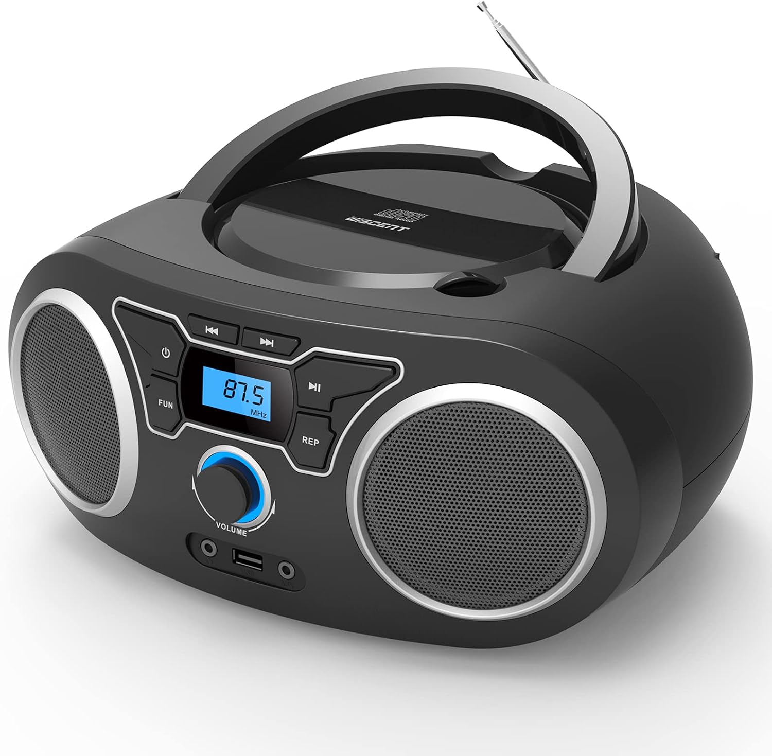 Portable Radio CD Player Boombox with Bluetooth & FM Radio, USB MP3 Playback,3.5mm AUX Headphone Jack and USB Input