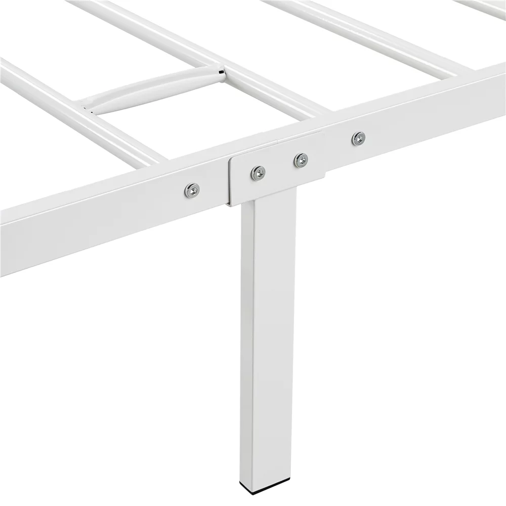 Easyfashion Juno Metal Canopy Bed Frame Four Poster Bed with Headboard and Footboard, White, Twin
