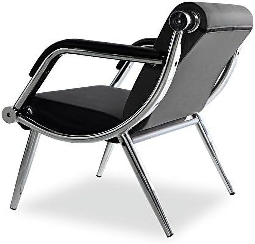 2Pcs Black PU Leather Office Reception Chair Waiting Room Visitor Guest Sofa Seat
