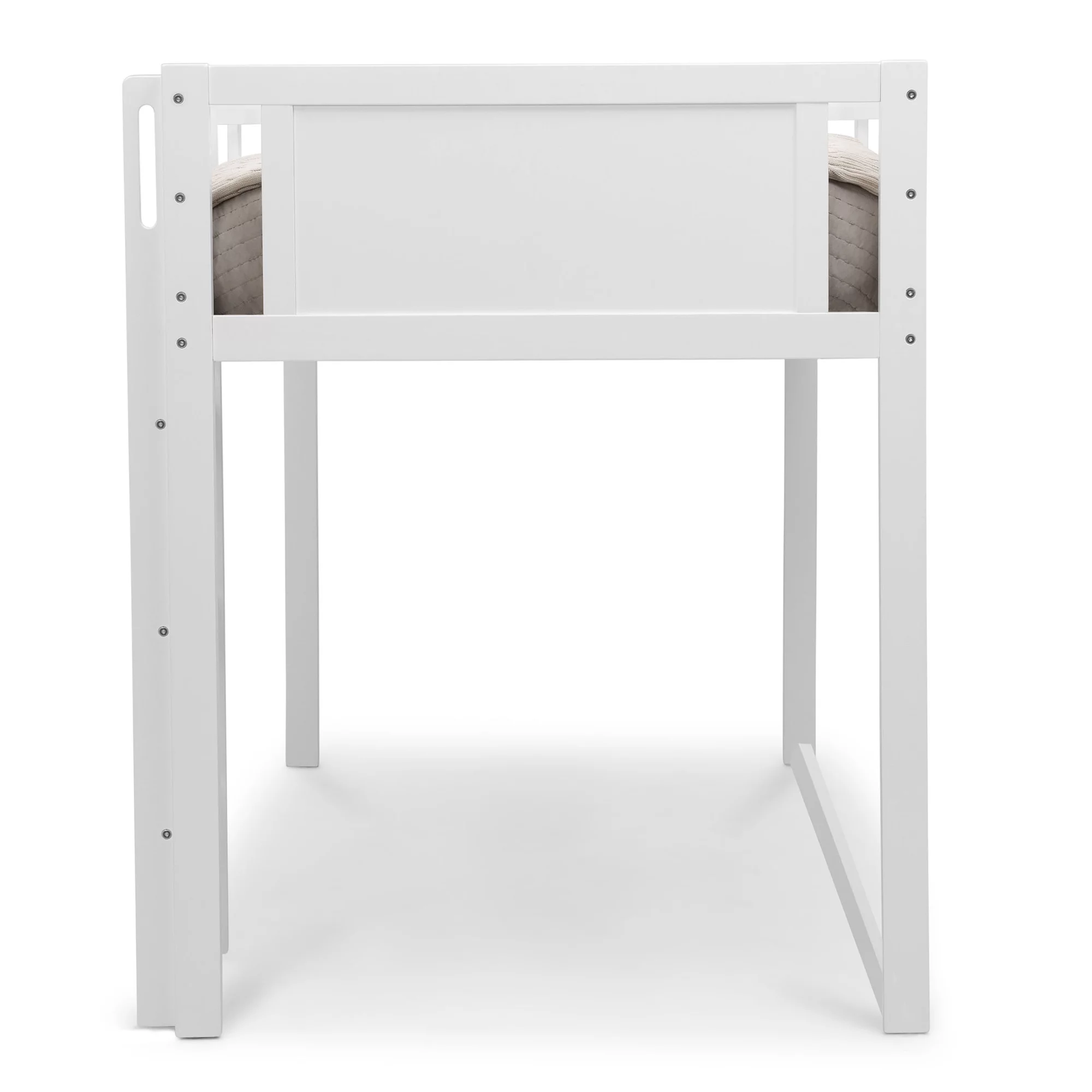 Delta Children Twin Loft Bed with Guardrail and Ladder, White
