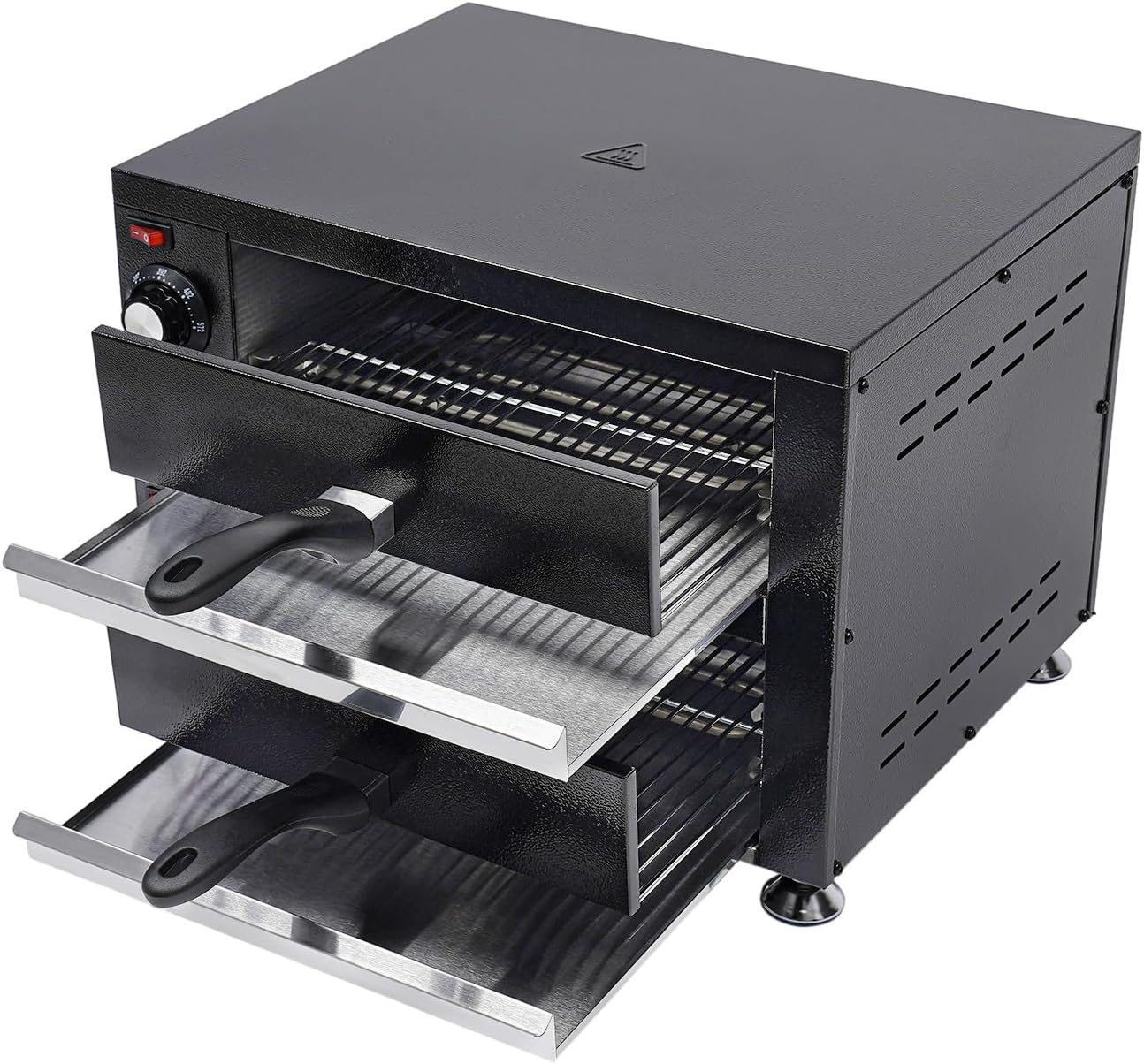 2 Tier Pizza Oven 2200W Stainless Steel Electric Pizza Oven with Trays and Timer