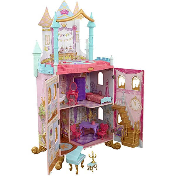 Princess Dance & Dream Wooden Dollhouse, Over 4-Feet Tall with Sounds, Spinning Dance Floor and 20 Play Pieces, Gift for Ages 3+ , Pink