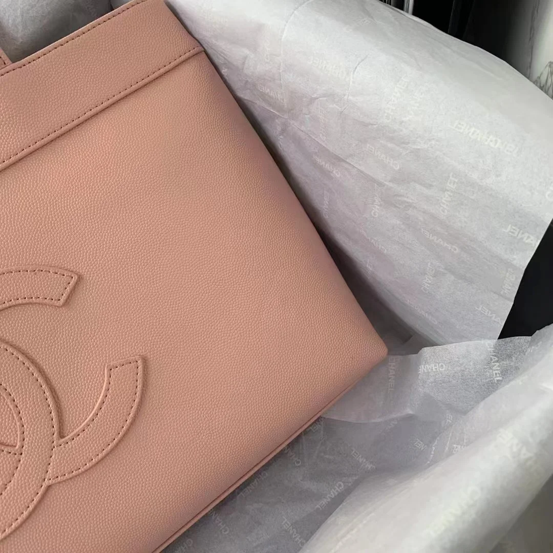 Chanel Vintage CC Open Tote Caviar East West Pink For Women, Women&rsquo;s Bags 14.5in/36.9cm