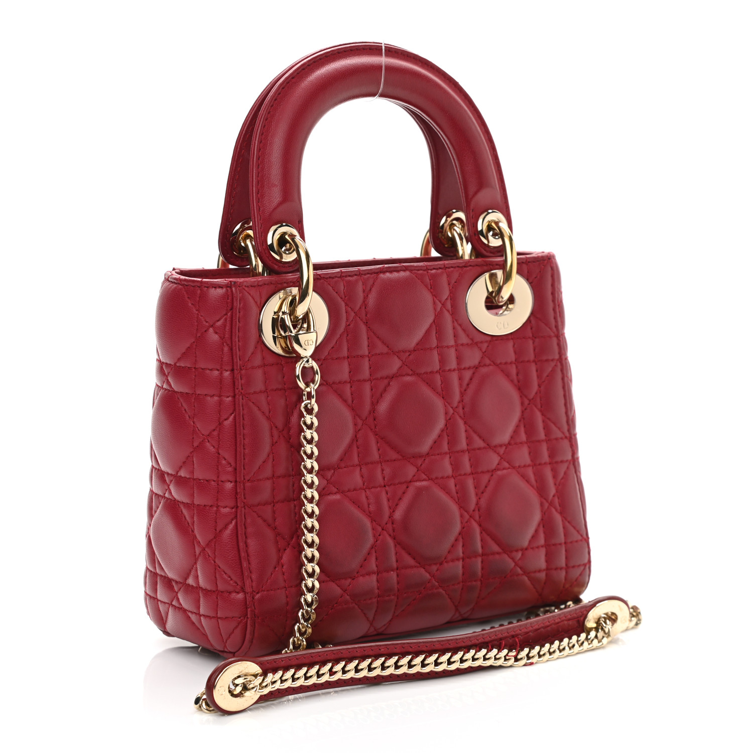 Lambskin Cannage Mini Lady Dior Burgundy