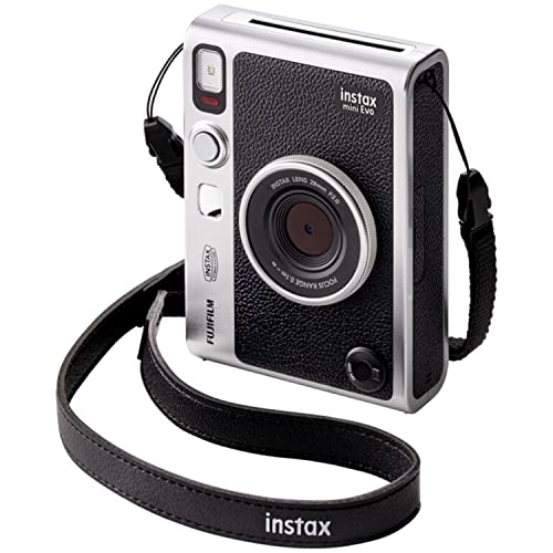 Fujifilm Instax Mini EVO Hybrid Instant Camera Black Bundle with Instax Mini Instant Film 20 Sheets, 32GB microSD Card