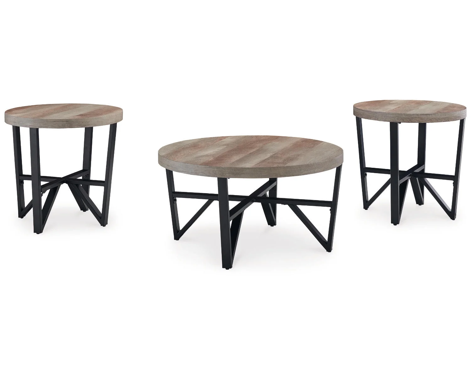 Signature Design by Ashley Deanlee Table (Set of 3), Grayish Brown & Black